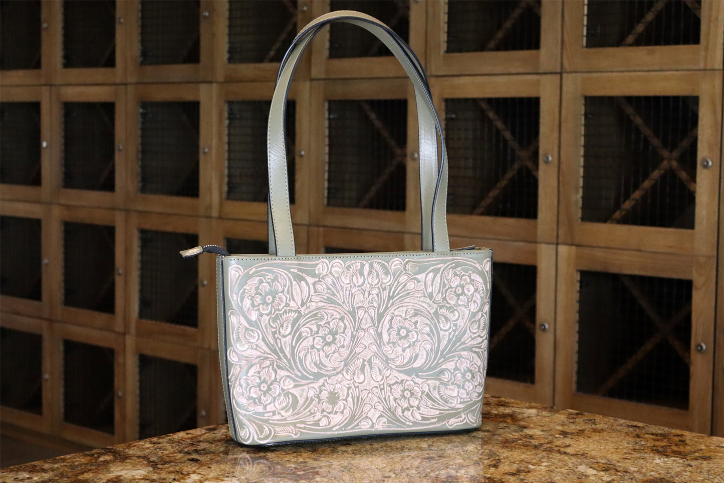 Tooled Leather Vintage Olive Bag – Timeless Craftsmanship, Modern Elegance