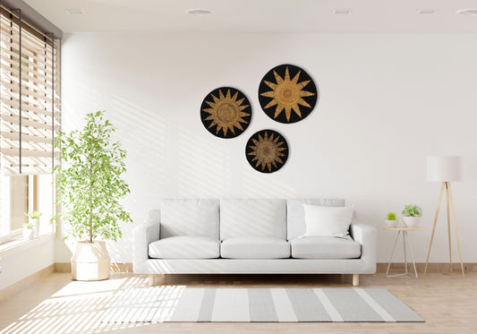 Woven Wall Basket Set of 3 Bailey Black