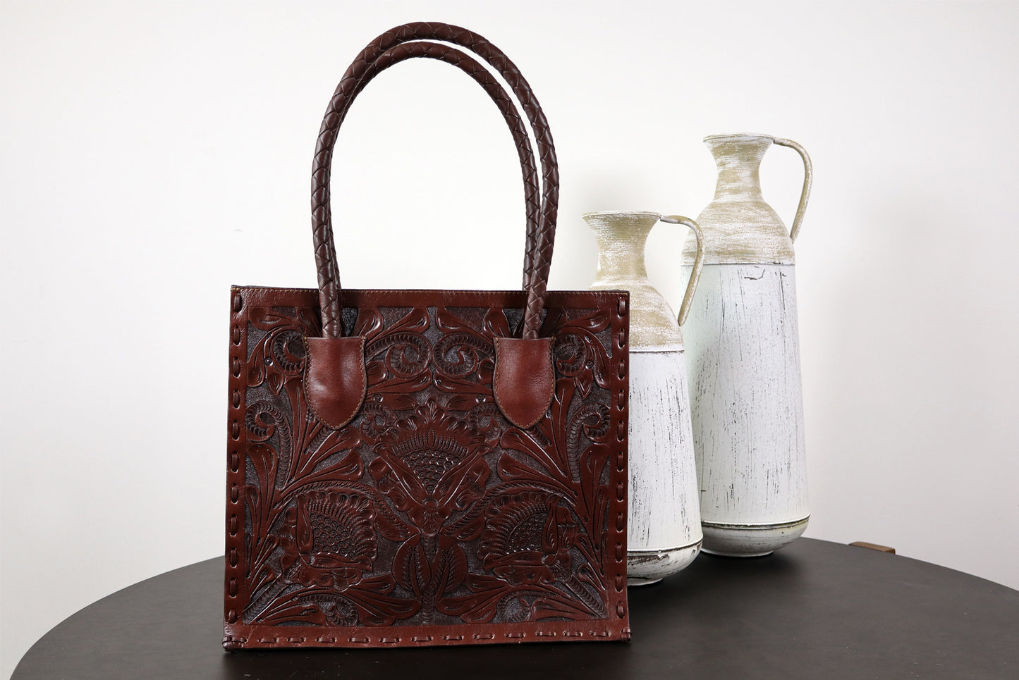 Handmade bag, tooled leather, Leather Shoulder bag, Brown Bag