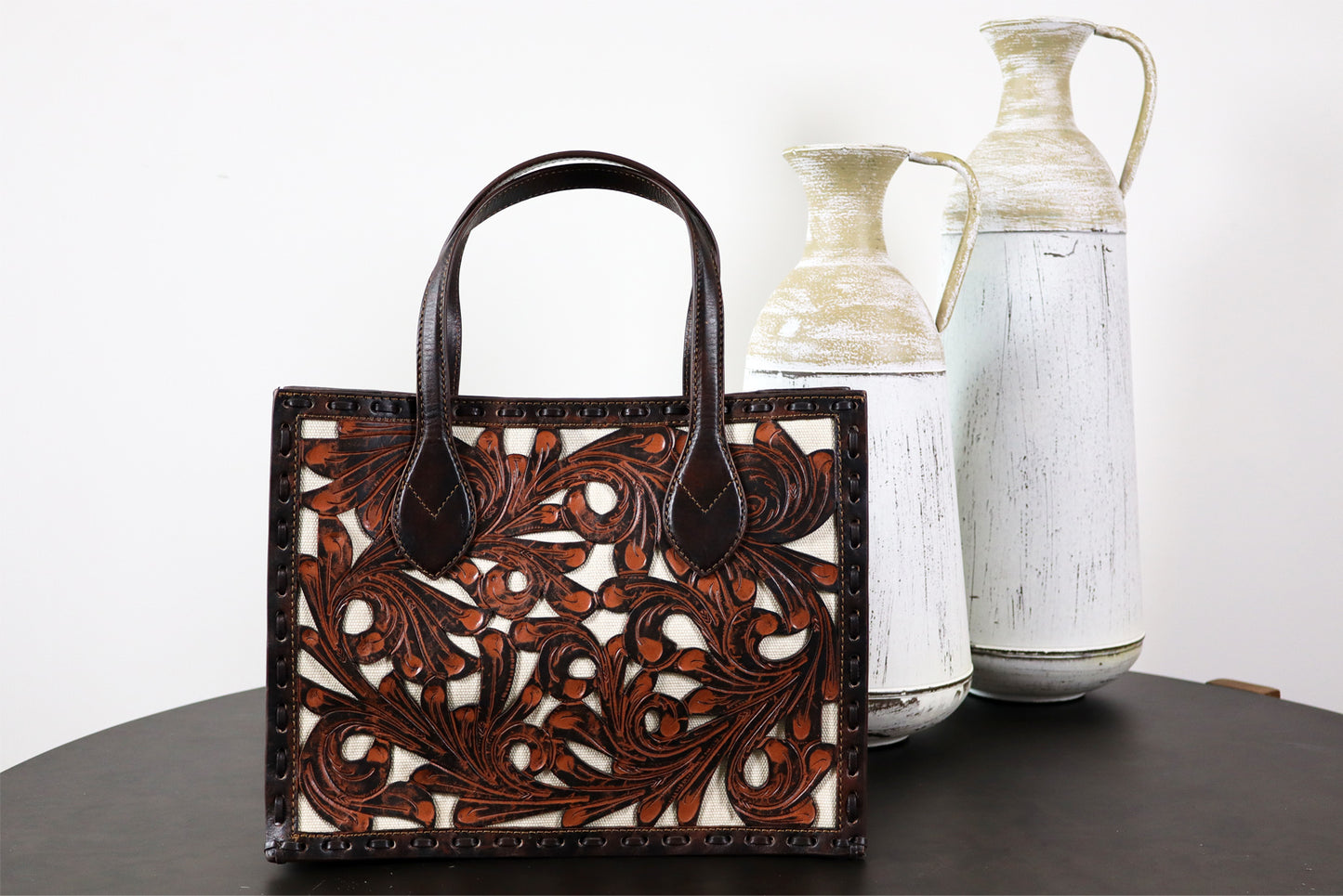 Crossbody bag, French beige Bag, woman bag, Genuine Tooled Leather bags