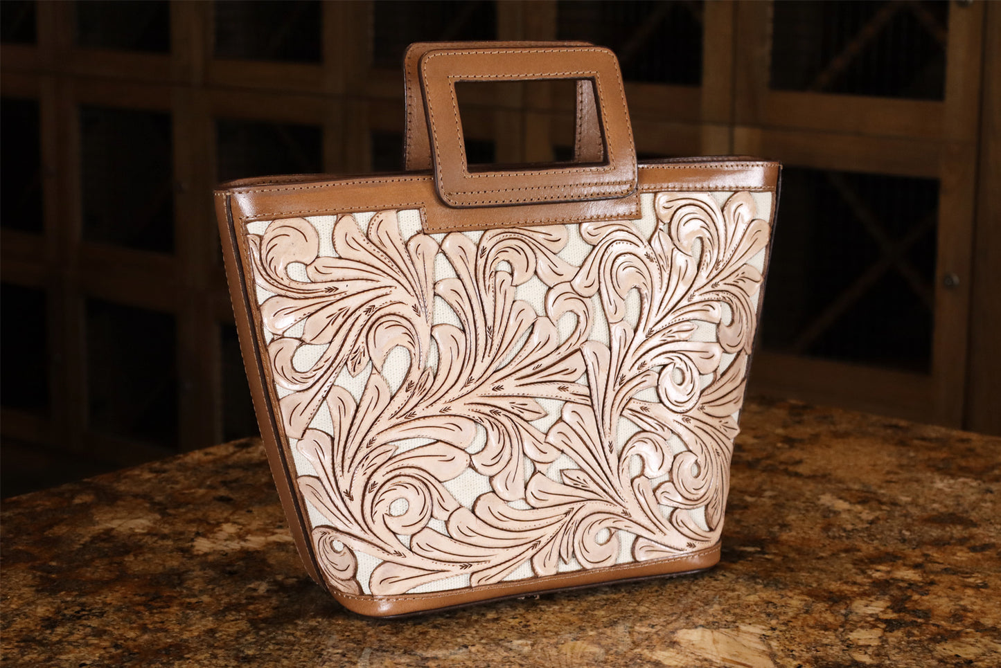 Leather Crossbody bag, Desert Bag, Genuine Tooled Leather