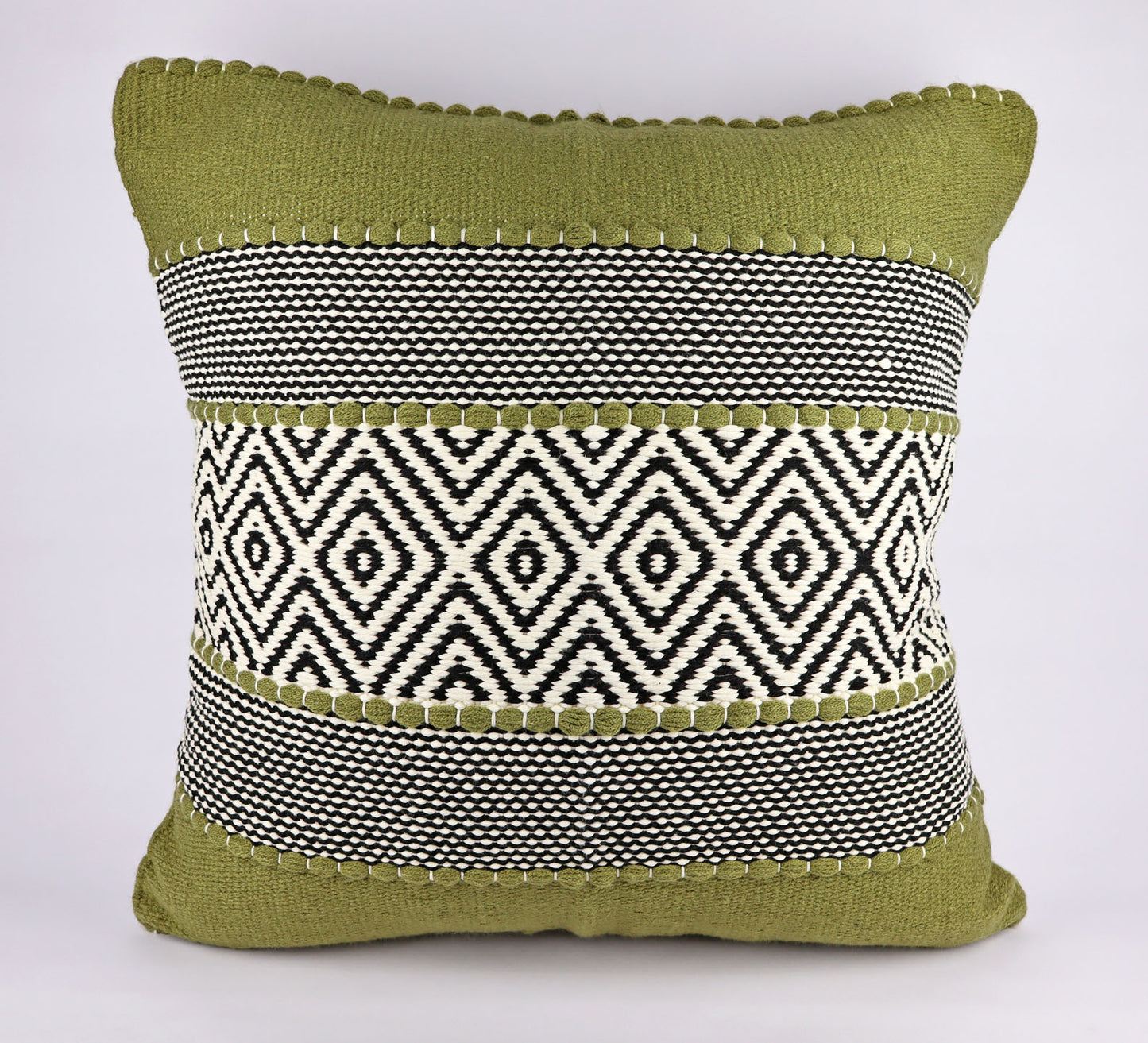 Pillow Natural Organic Color Olive Green, Black, Beige.