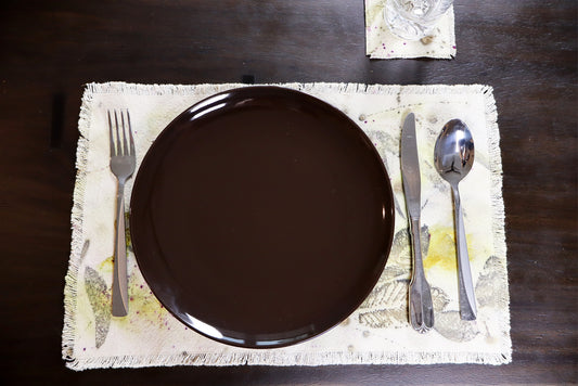 Set of 4 Placemats Natural Cotton Handmade dyed, Ecoprint
