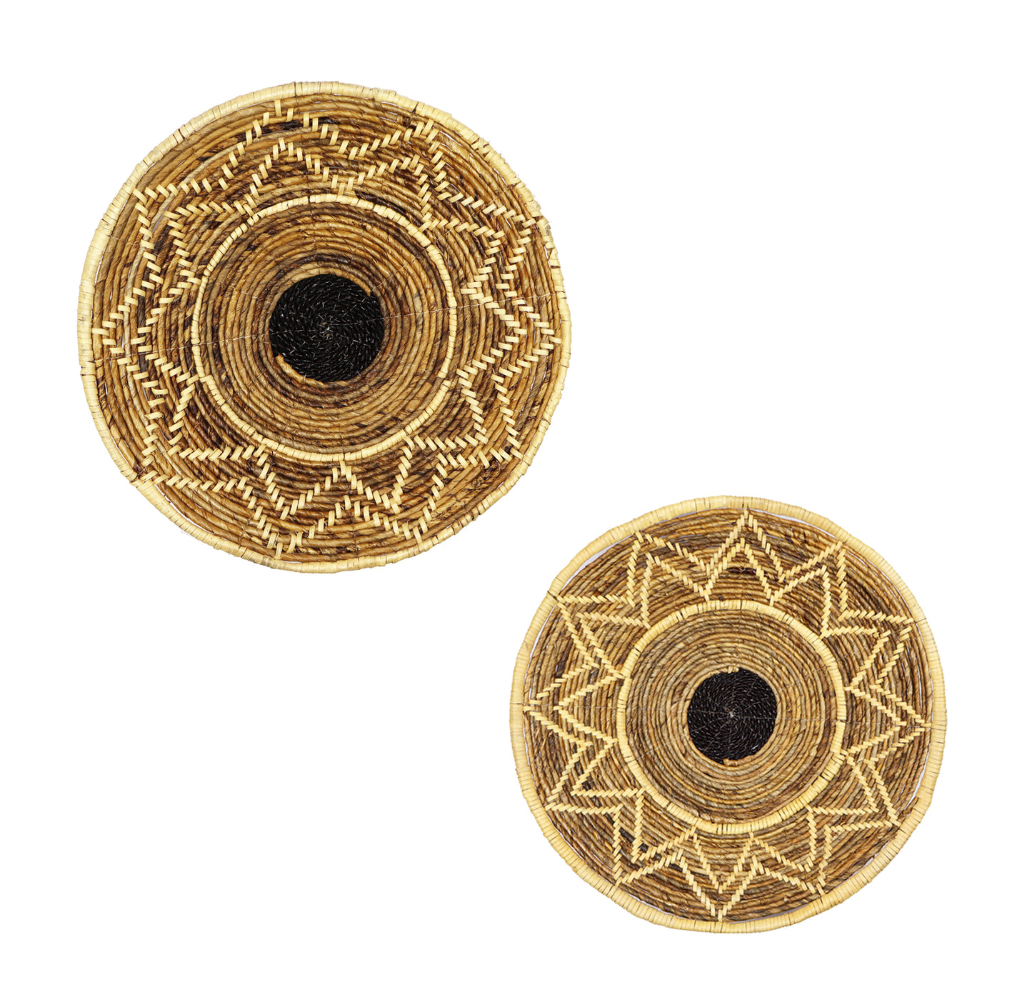 Woven Wall Basket Set of 2 Bekasi Beige & Black