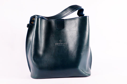 Crossbody Dark Ocean Blue Purse, Handmade Leather