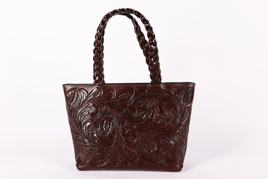Leather Crossbody bag, lady Brown Bag, Genuine Tooled Leather bags