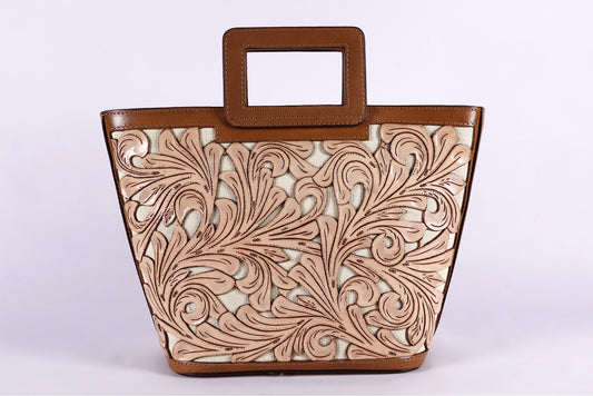 Leather Crossbody bag, Desert Bag, Genuine Tooled Leather