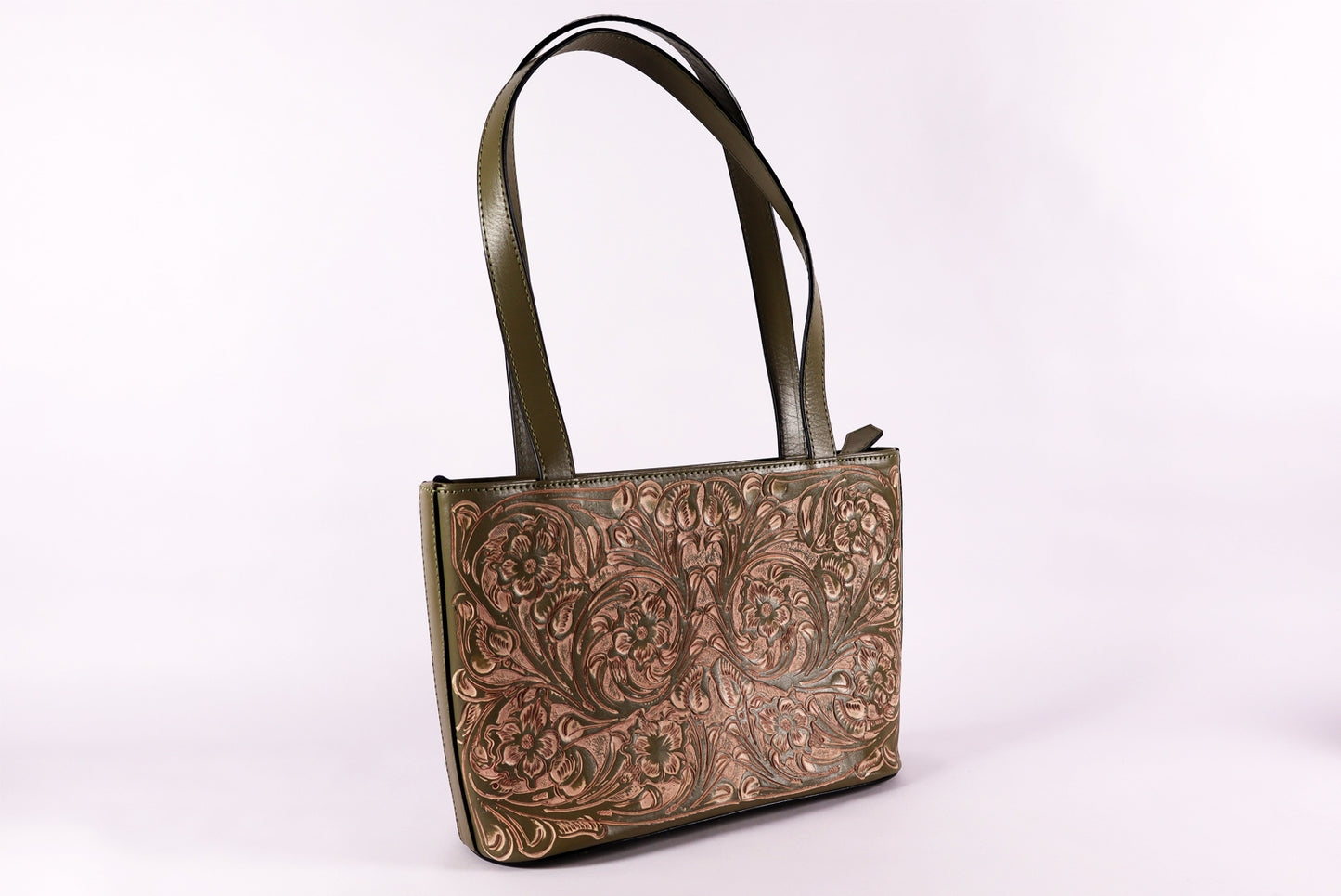 Tooled Leather Vintage Olive Bag – Timeless Craftsmanship, Modern Elegance
