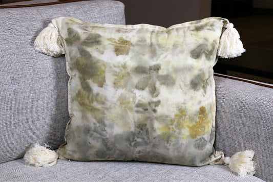 Ecoprint Nice Pillow, Original Design, Eco-Friendly, Organic Cotton, Handmade Dyed
