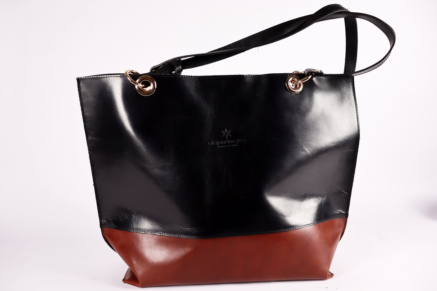 Black and brown leather bag, Leather Shoulder bag, Original Leather