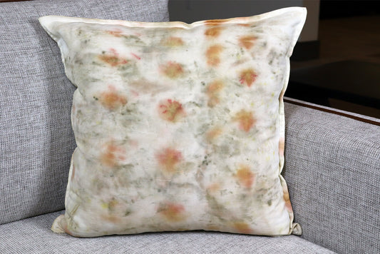 Fashion Natural Pillow, Ecoprint, Unique Design, Handmade dyed, Organic Cotton.