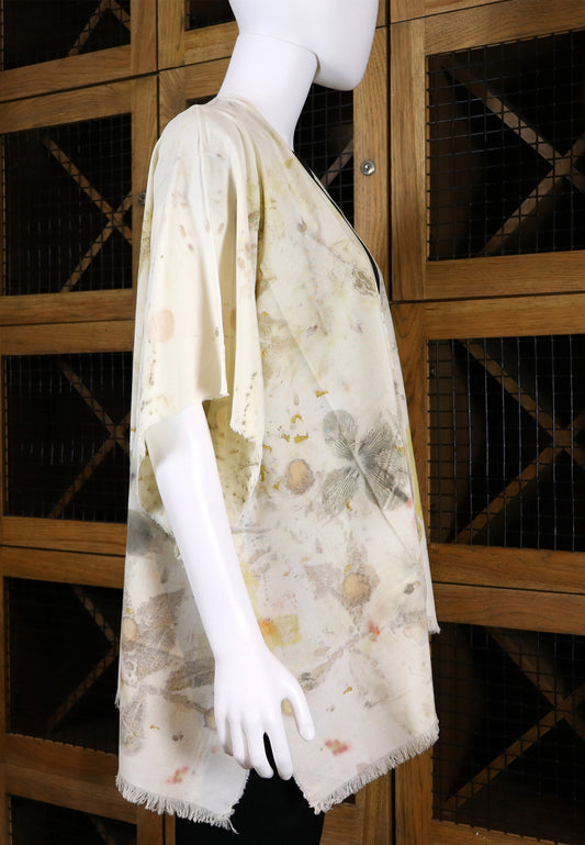 Elegant Natural kimono Print Leaves and Flowers