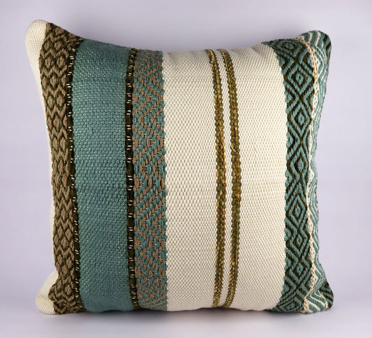 Pillow Natural Organic Color Olive Green, Brown, Beige.