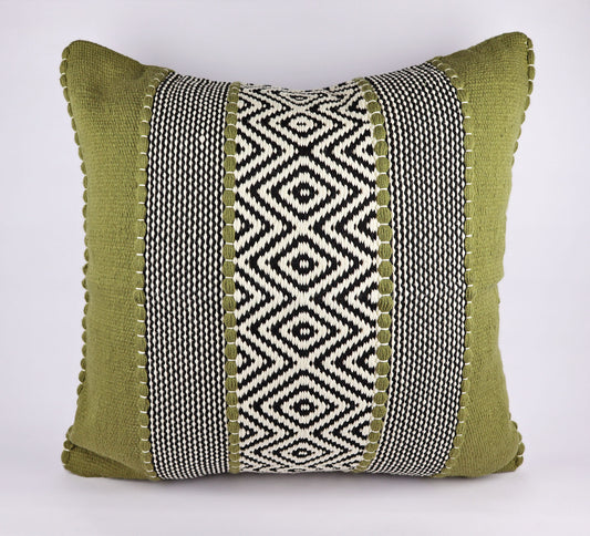 Pillow Natural Organic Color Olive Green, Black, Beige.