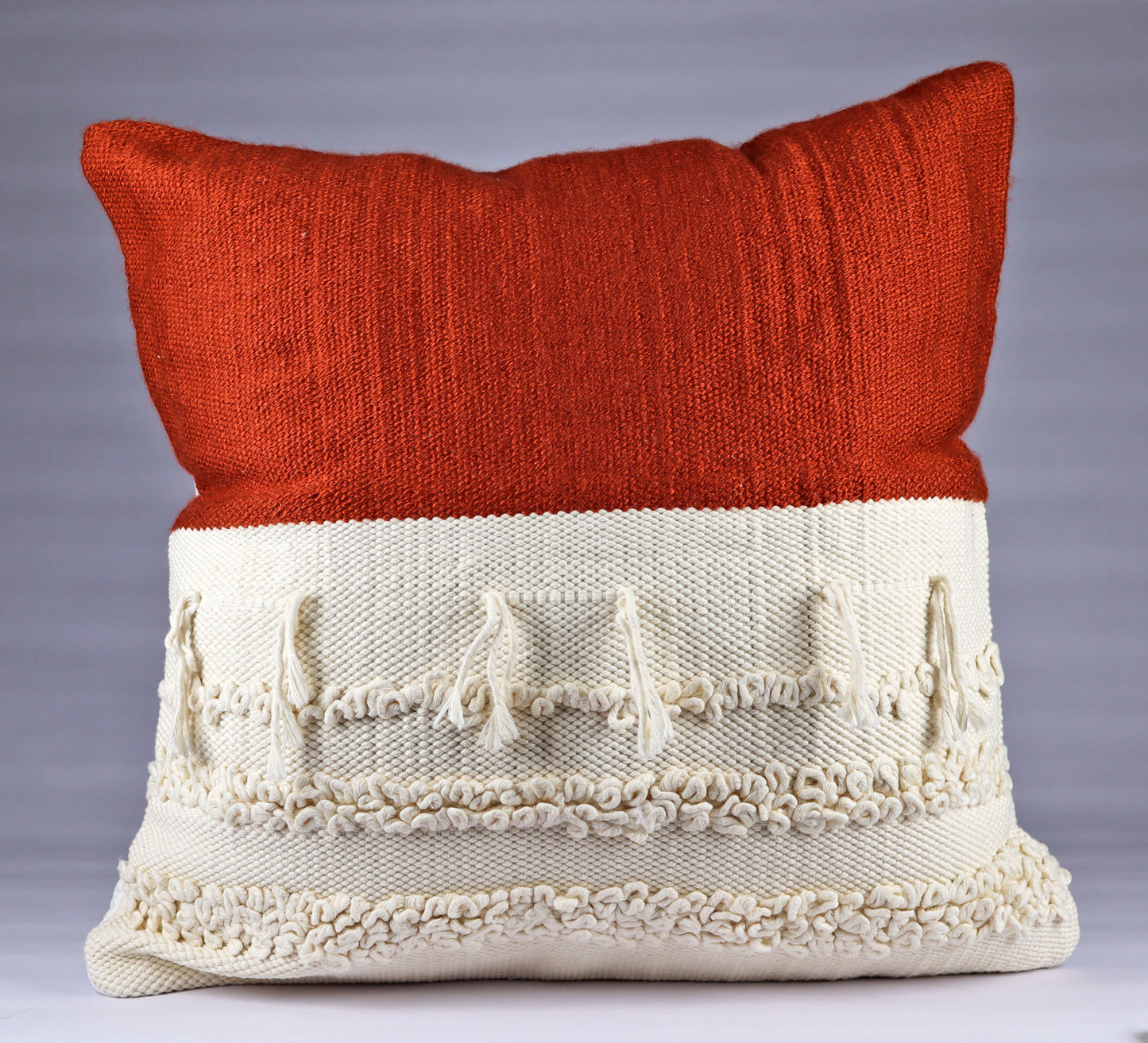 Pillow Natural organic Red and Beige colors.