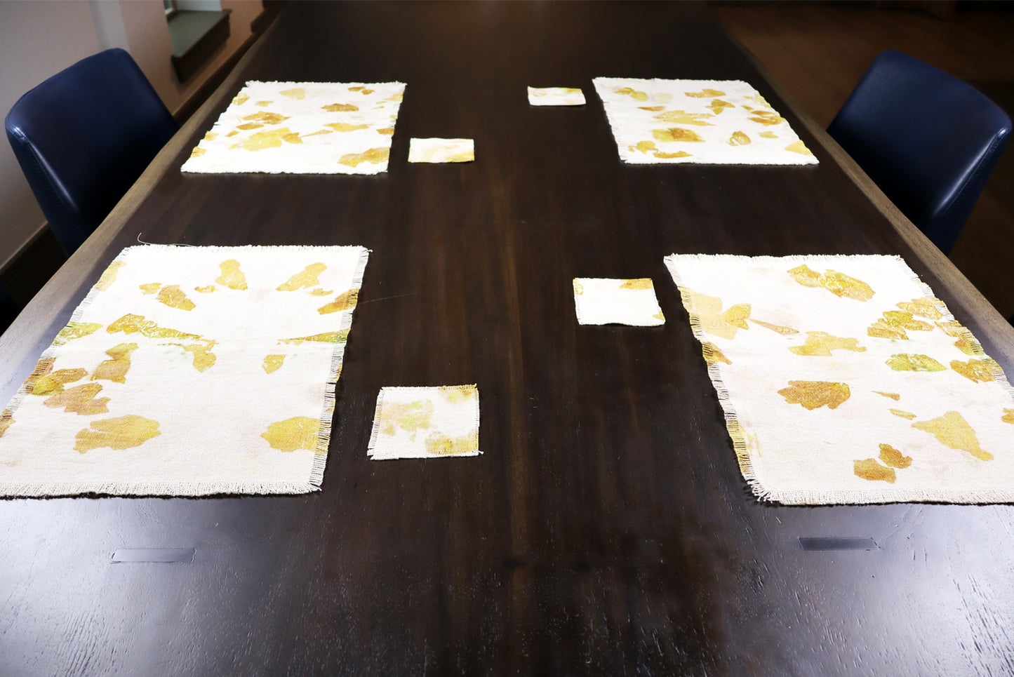Natural Cotton Placemats Handmade dyed, Handmade Placemats.
