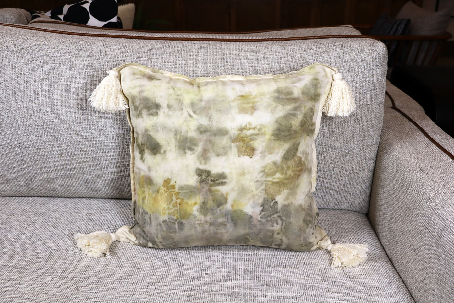 Ecoprint Nice Pillow, Original Design, Eco-Friendly, Organic Cotton, Handmade Dyed