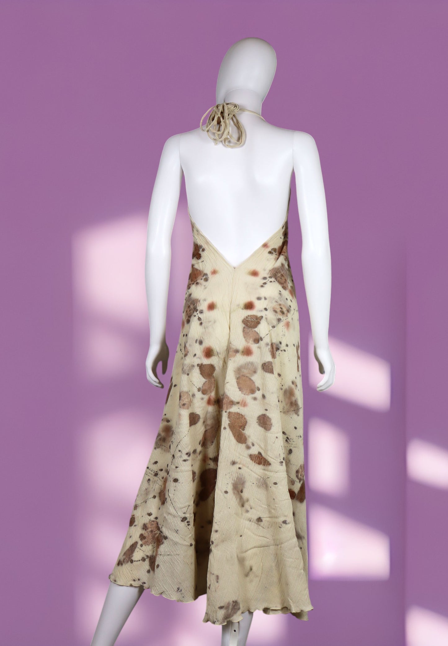 Maxi Dress Leaves Flowers Handmade Print Fabric
