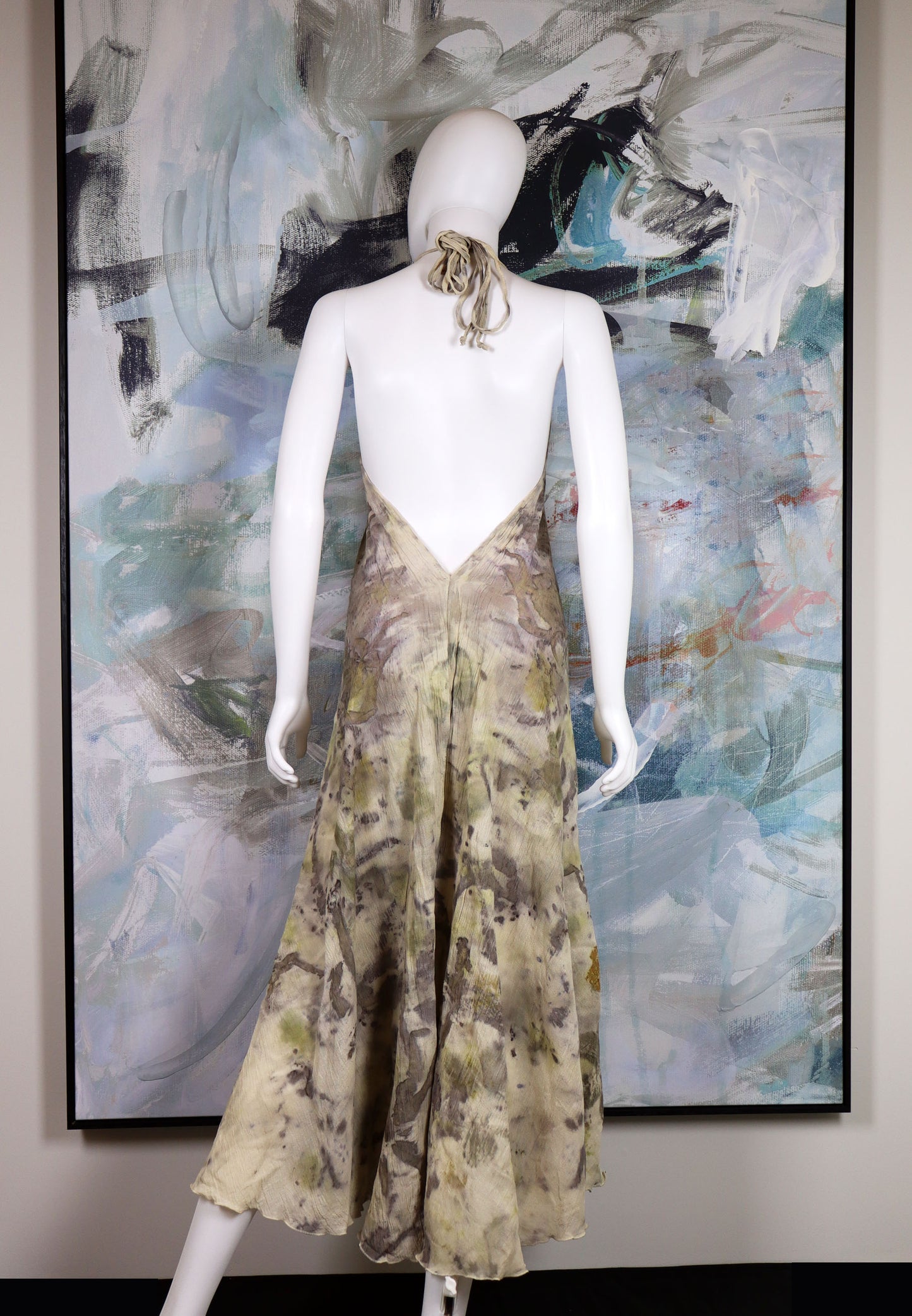 Maxi Dress Elegant Natural Print Fabric Leaves Flowers