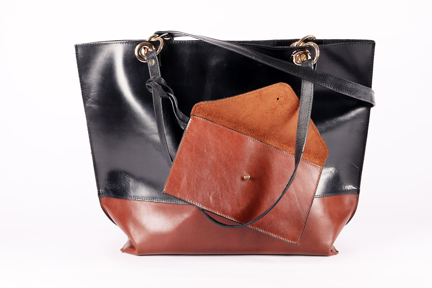 Black and brown leather bag, Leather Shoulder bag, Original Leather