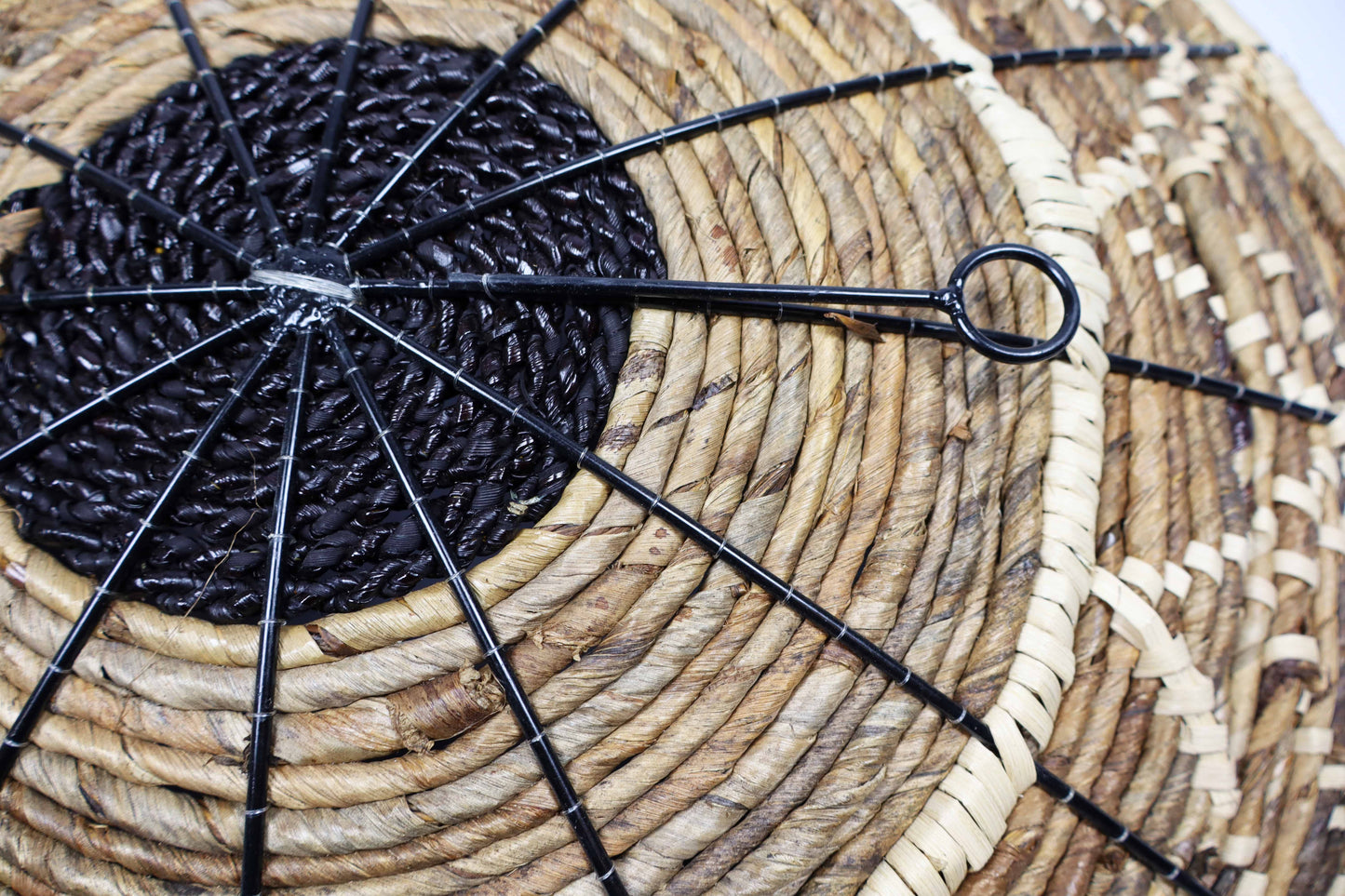 Woven Wall Basket Set of 2 Bekasi Beige & Black