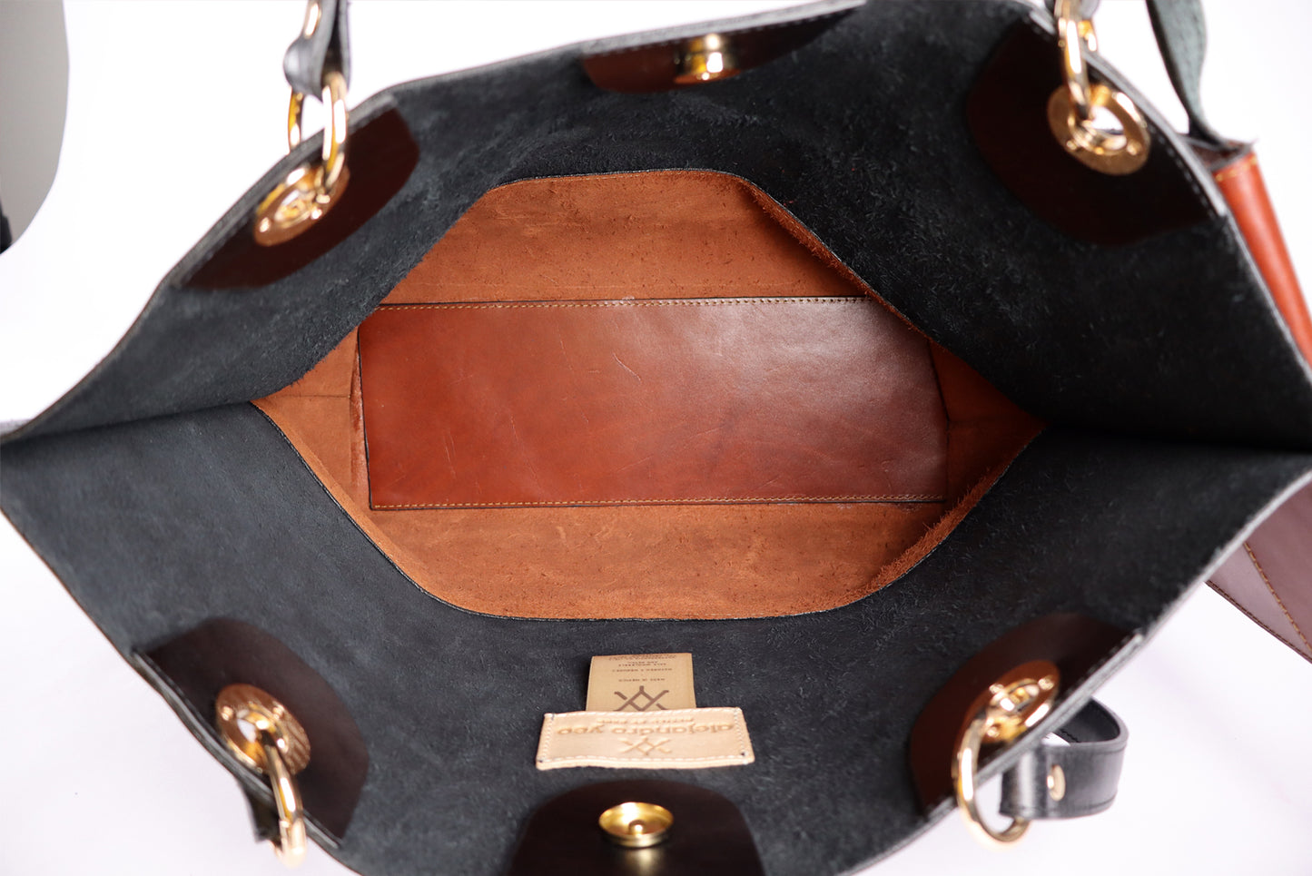 Black and brown leather bag, Leather Shoulder bag, Original Leather