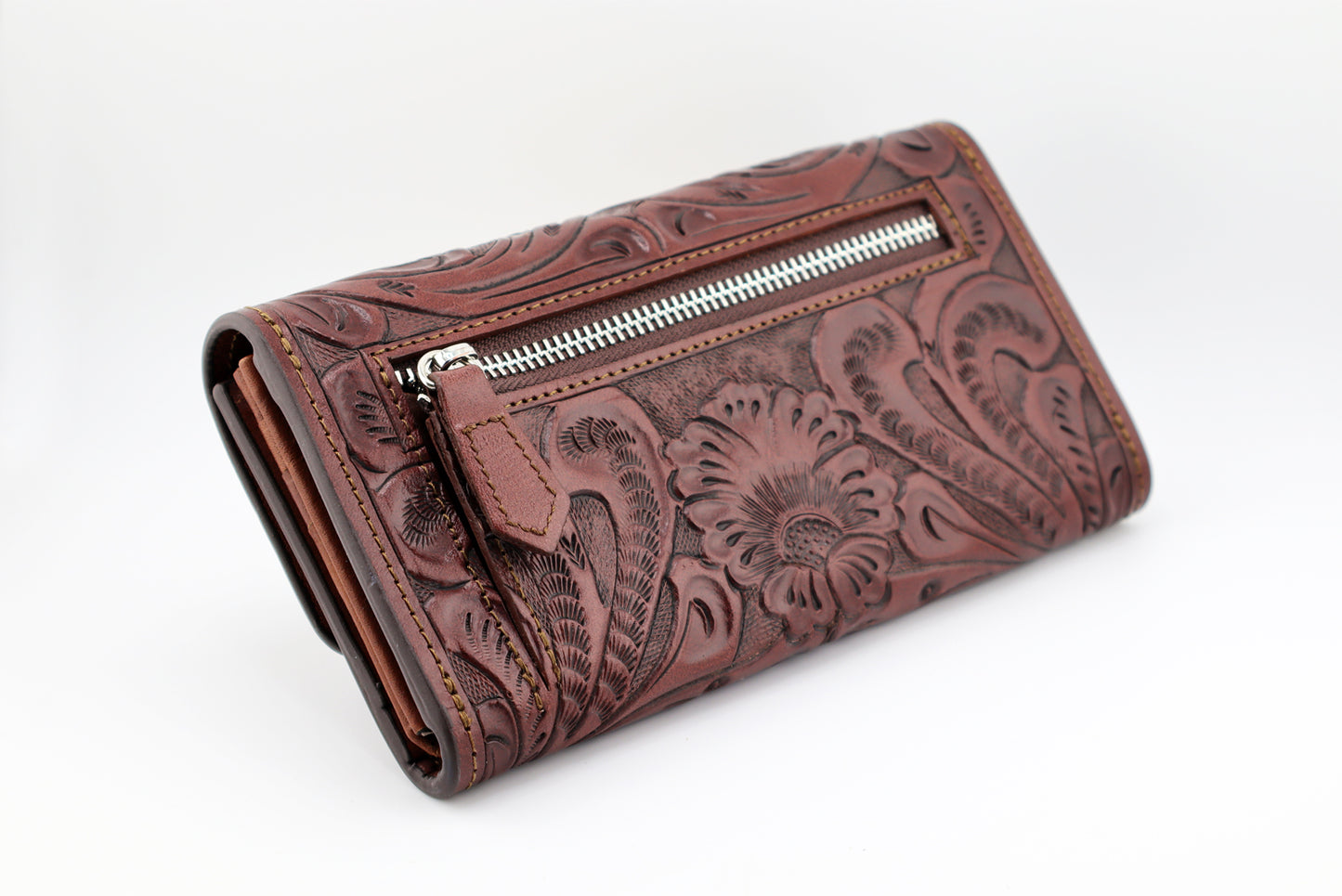 Leather Wallet for Women, Tooled Leather Wallet
