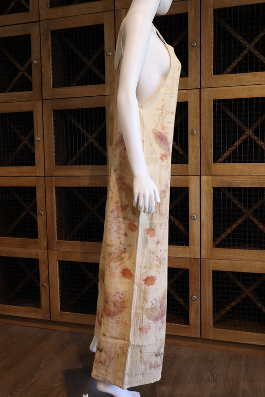 Elegant Natural Jumpsuit Print Leaves and Flowers