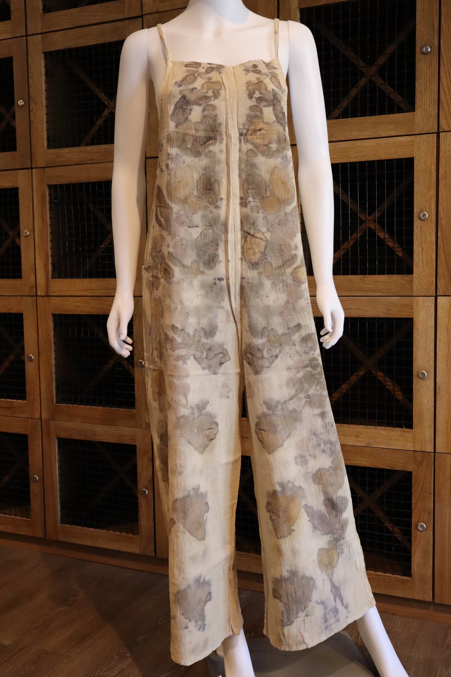 Elegant Natural Jumpsuit Print Leaves and Flowers