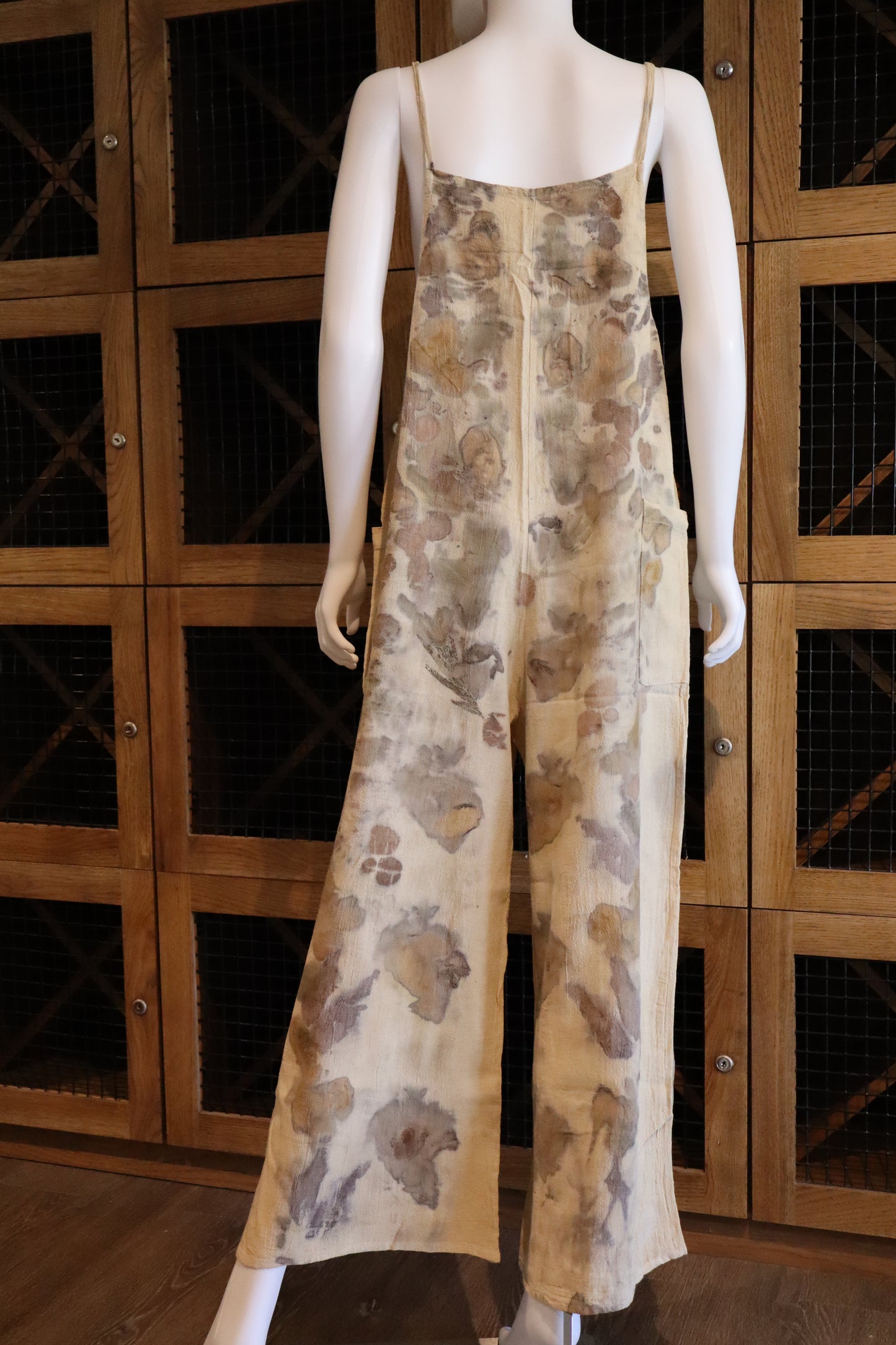Elegant Natural Jumpsuit Print Leaves and Flowers