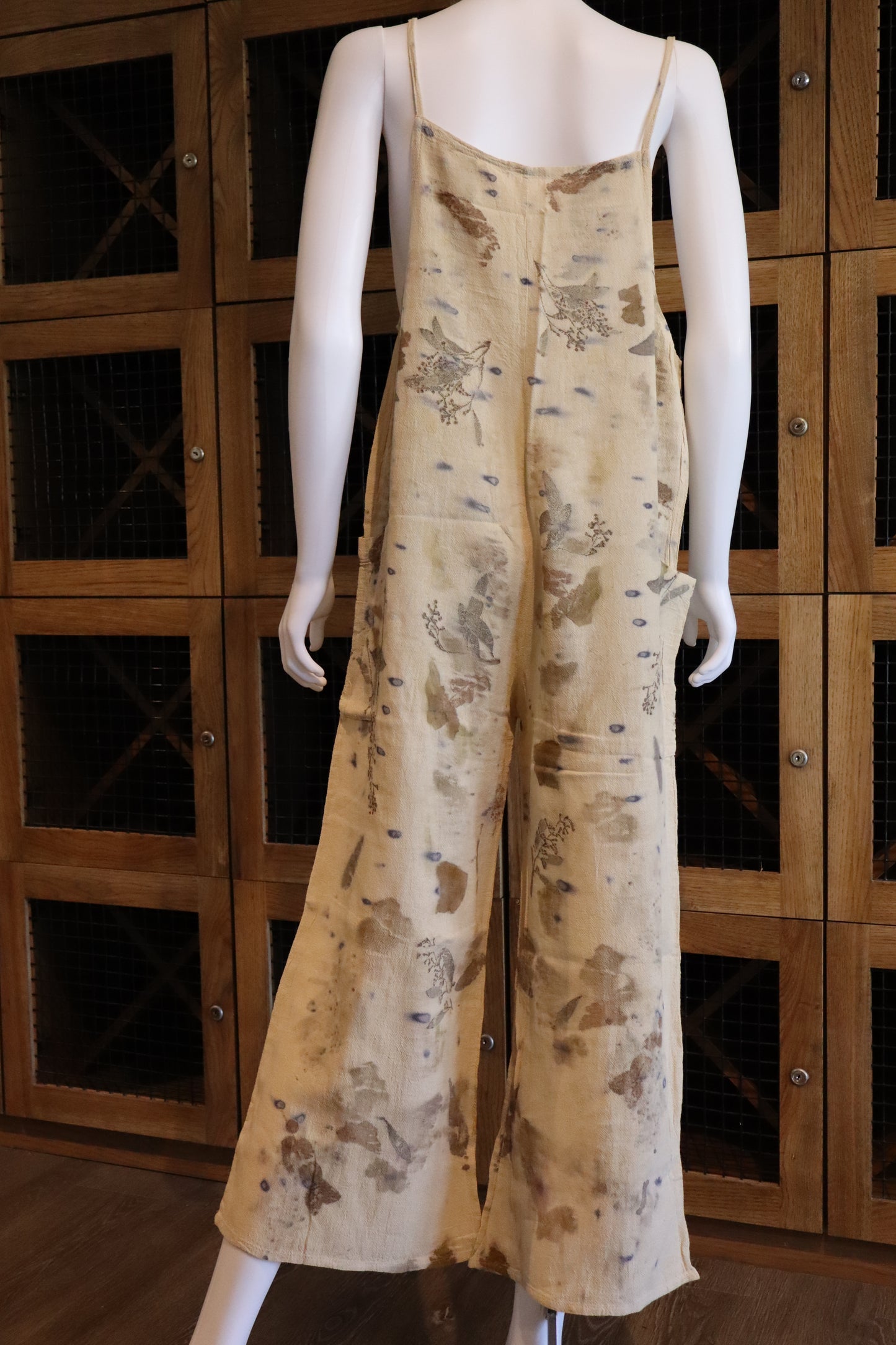 Elegant Natural Jumpsuit Print Leaves and Flowers