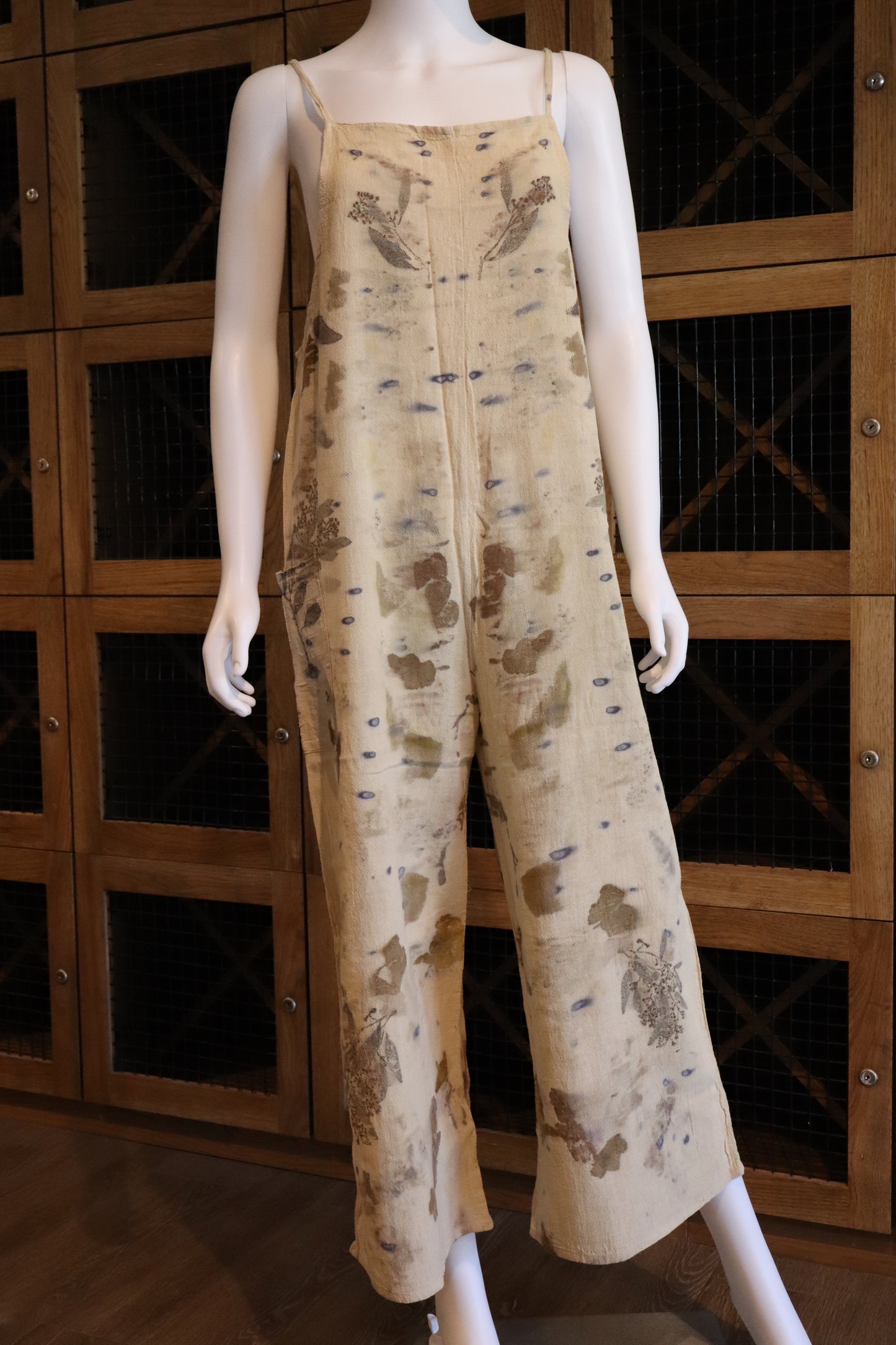 Elegant Natural Jumpsuit Print Leaves and Flowers