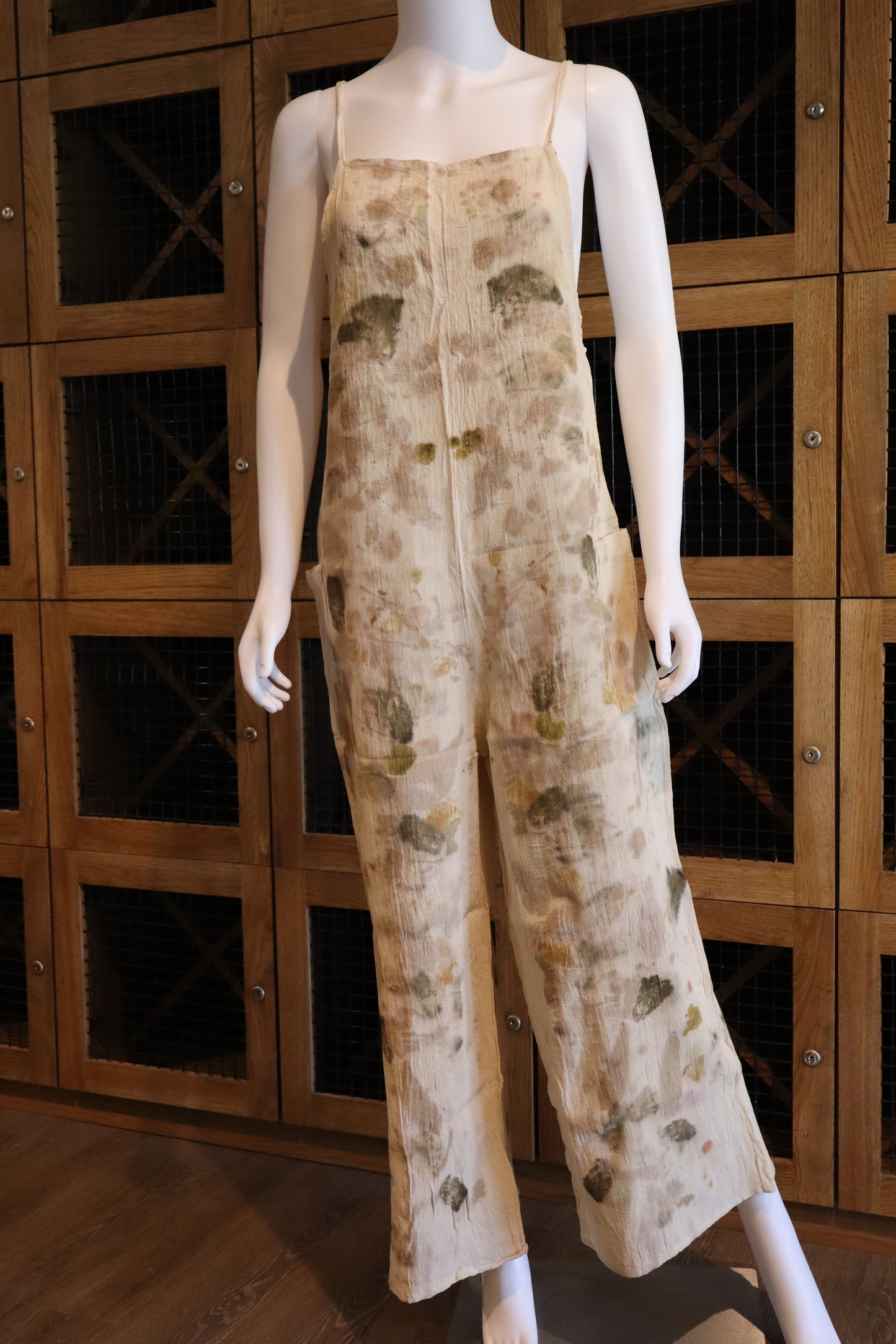 Elegant Natural Jumpsuit Print Leaves and Flowers