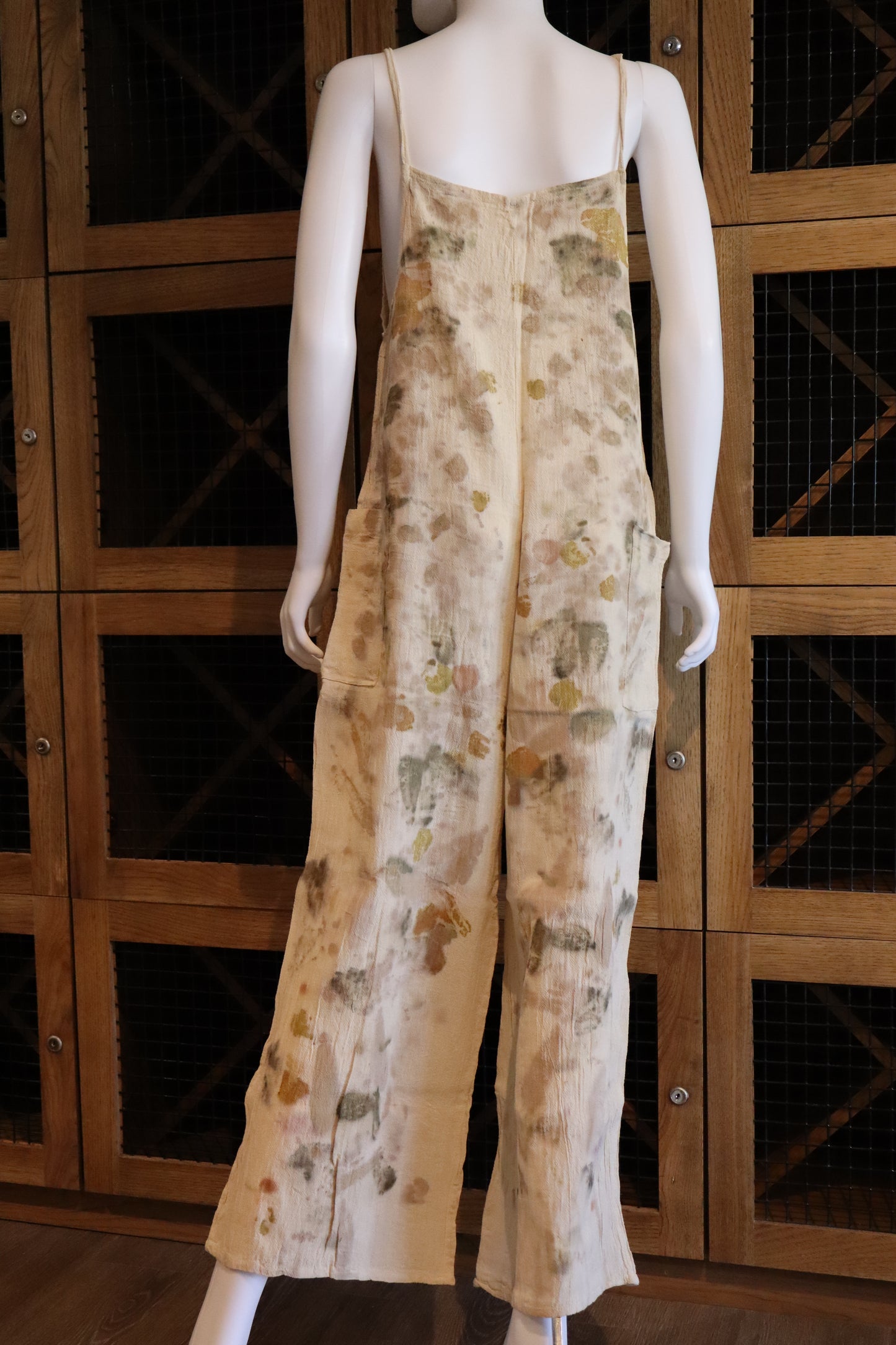 Elegant Natural Jumpsuit Print Leaves and Flowers