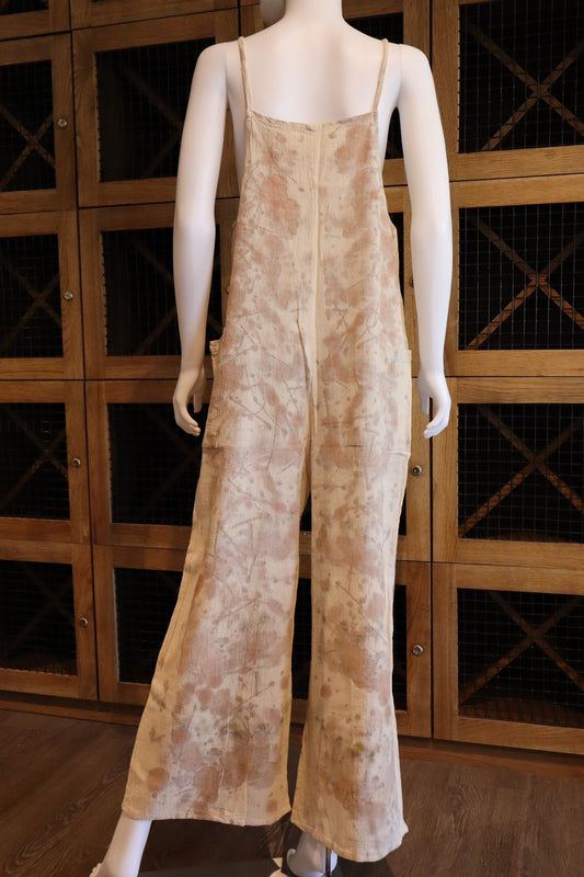 Elegant Natural Jumpsuit Print Leaves and Flowers