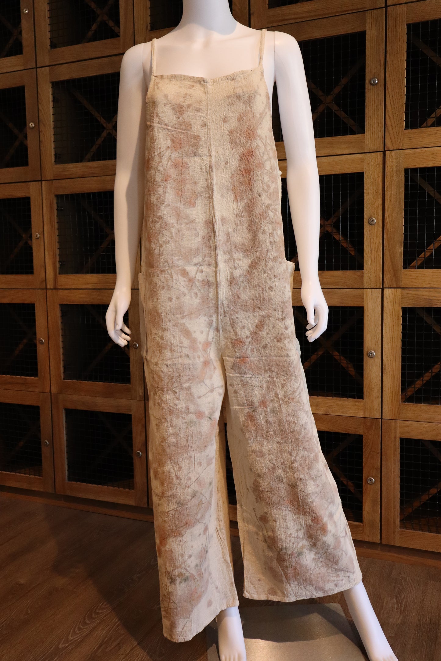 Elegant Natural Jumpsuit Print Leaves and Flowers