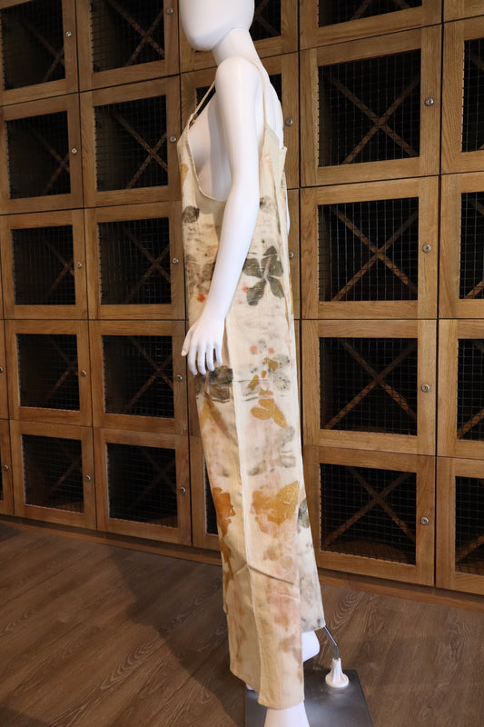 Elegant Natural Jumpsuit Print Leaves and Flowers