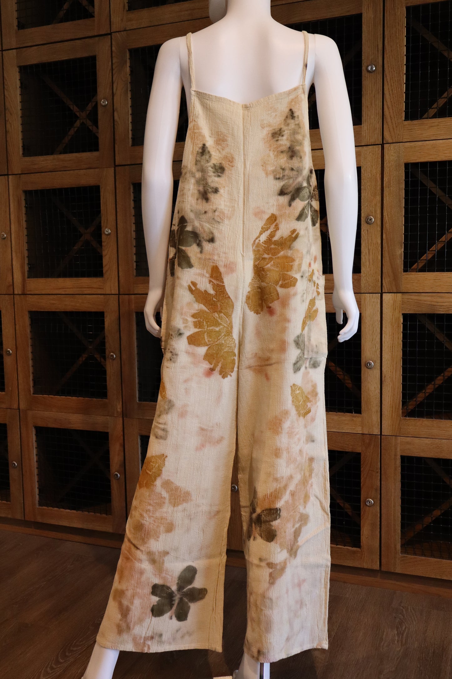 Elegant Natural Jumpsuit Print Leaves and Flowers