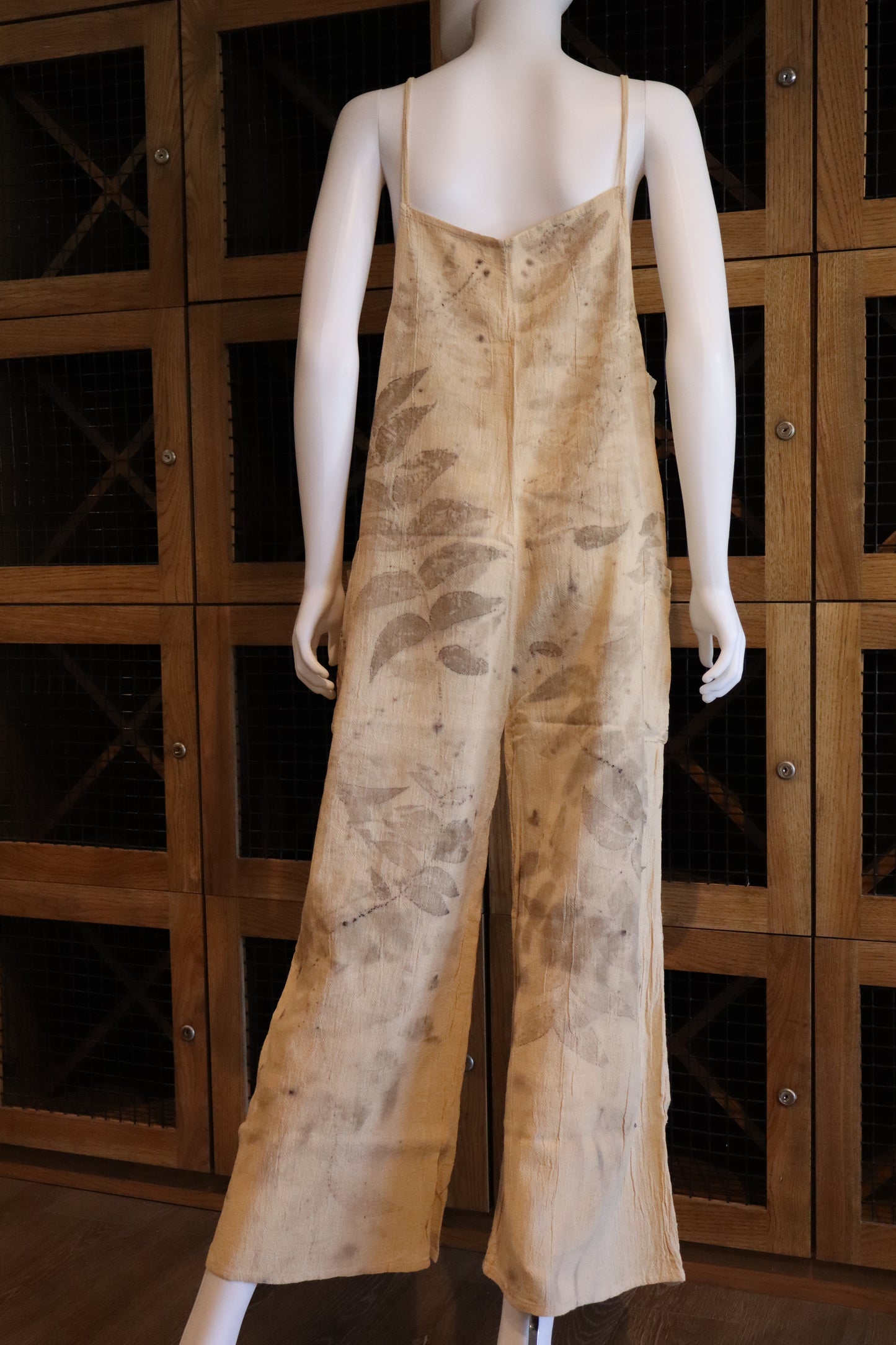 Elegant Natural Jumpsuit Print Leaves and Flowers