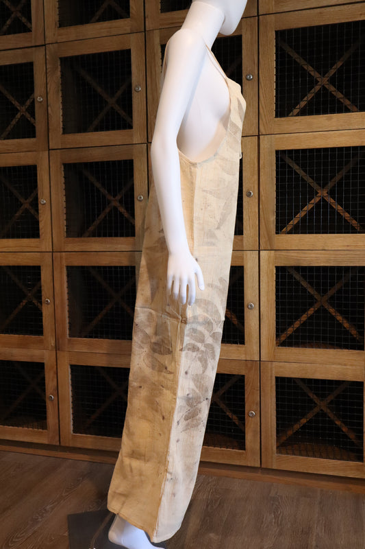 Elegant Natural Jumpsuit Print Leaves and Flowers