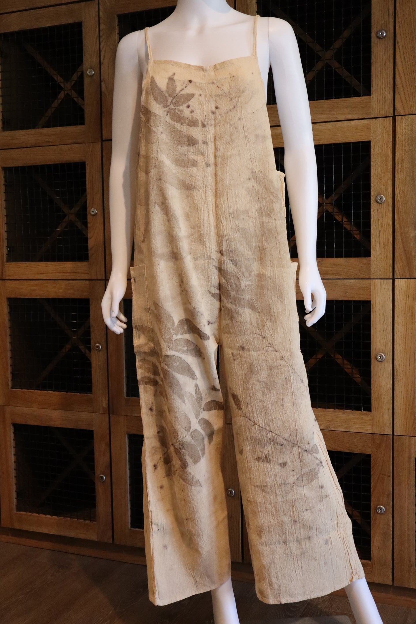 Elegant Natural Jumpsuit Print Leaves and Flowers