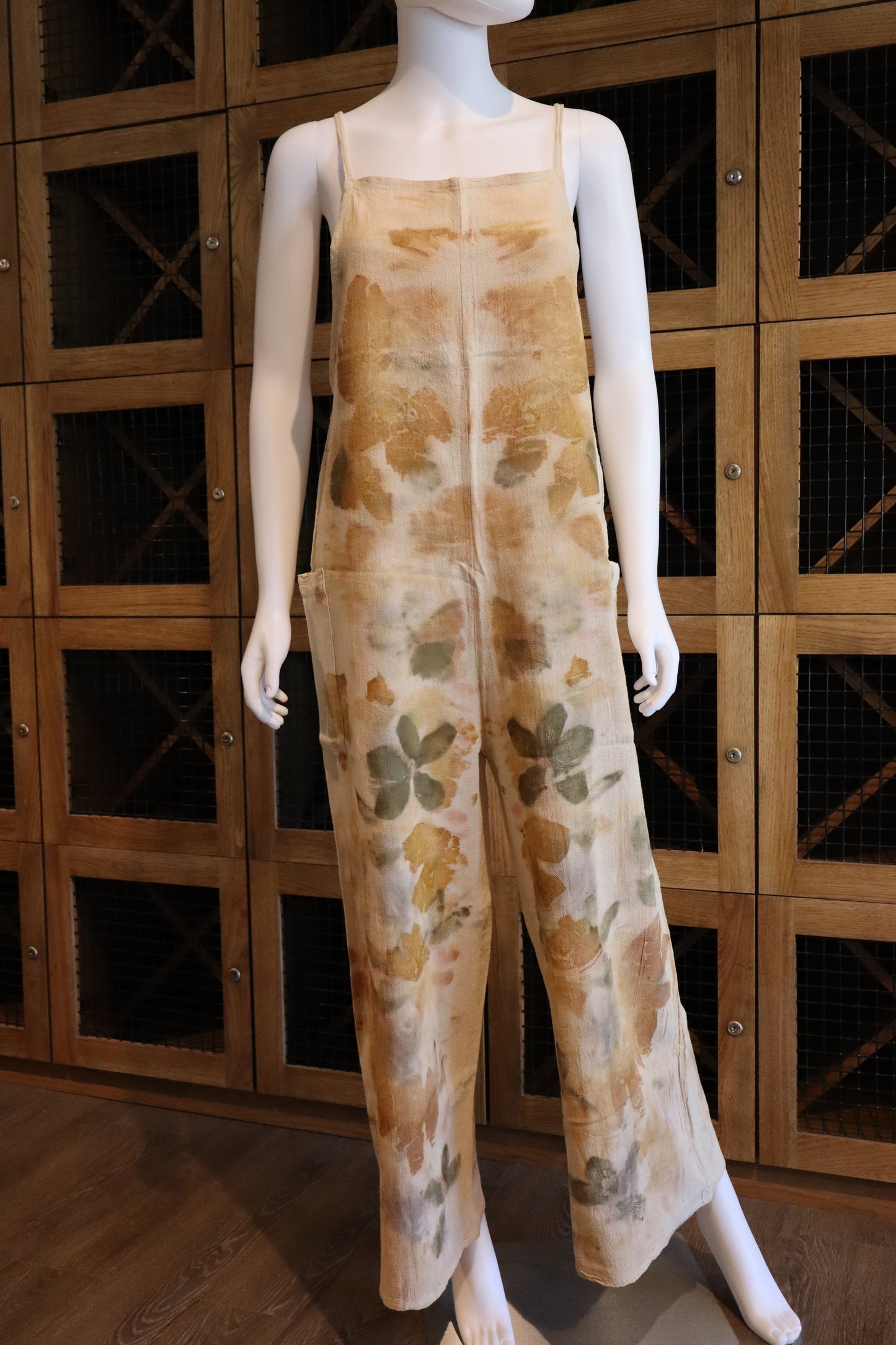 Elegant Natural Jumpsuit Print Leaves and Flowers