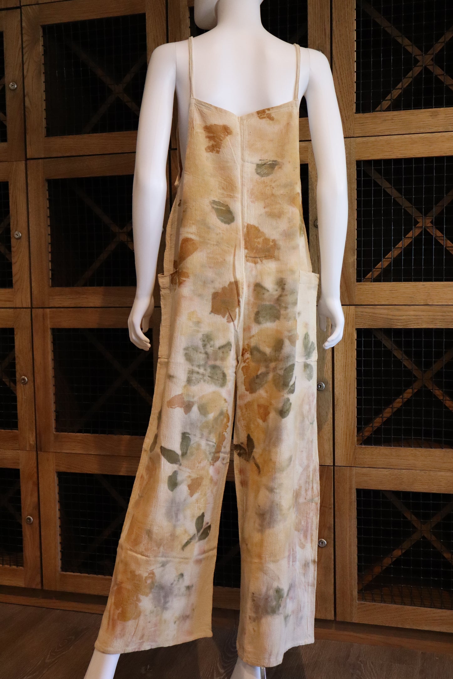 Elegant Natural Jumpsuit Print Leaves and Flowers