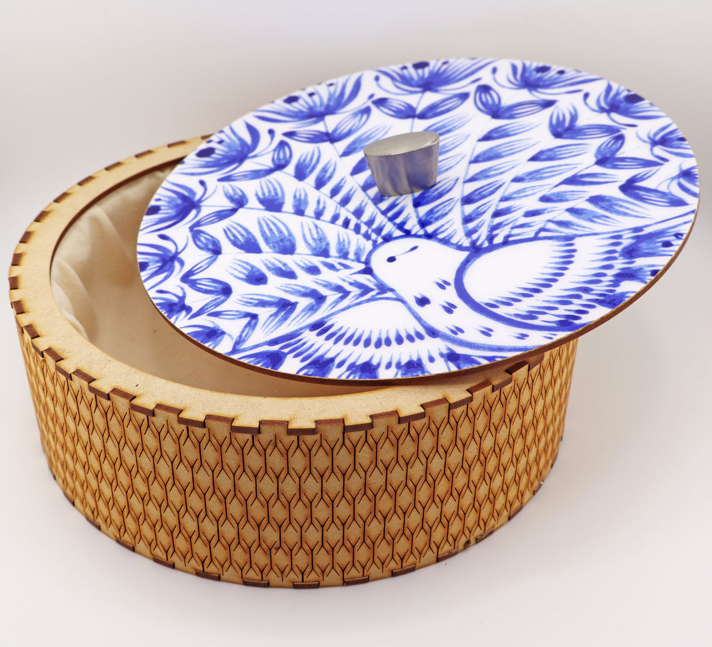 Tortillla Warmer, Blue Pigeon Contemporary design, Handmade Wood.