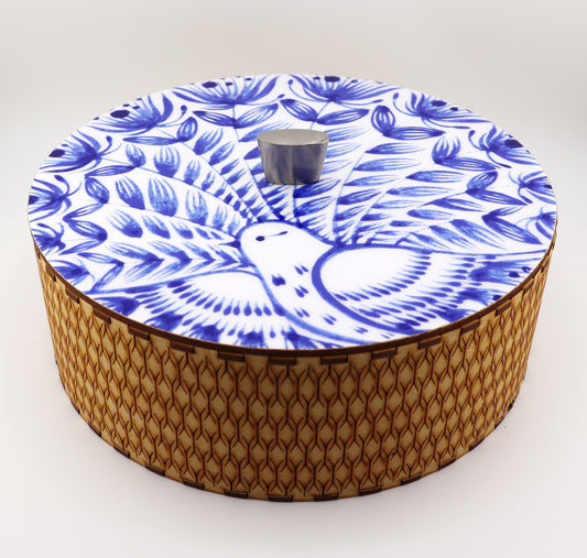 Tortillla Warmer, Blue Pigeon Contemporary design, Handmade Wood.