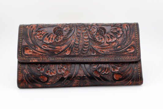 Tooled Leather Wallet, Wallet for Women, French Beige Style