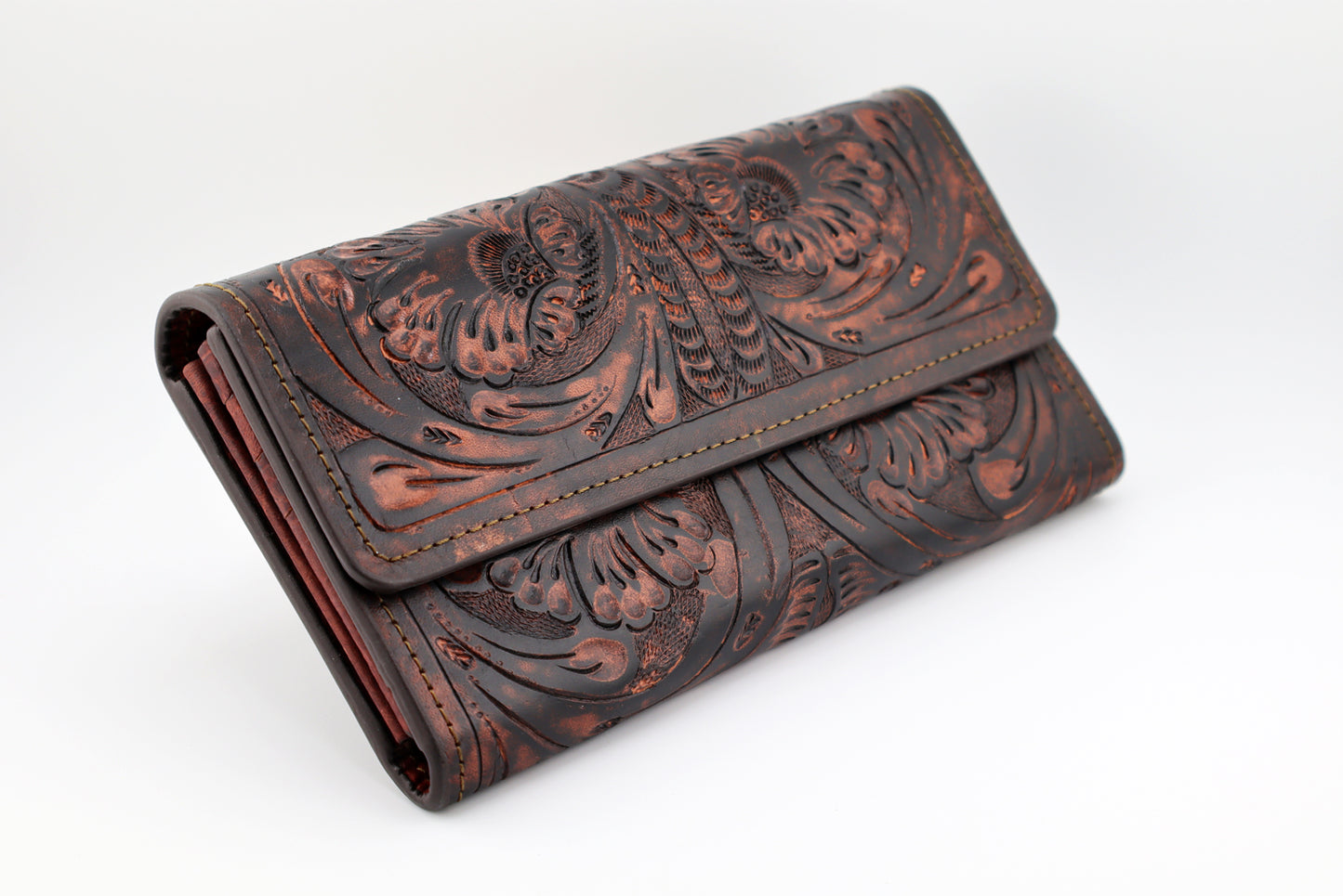 Tooled Leather Wallet, Wallet for Women, French Beige Style