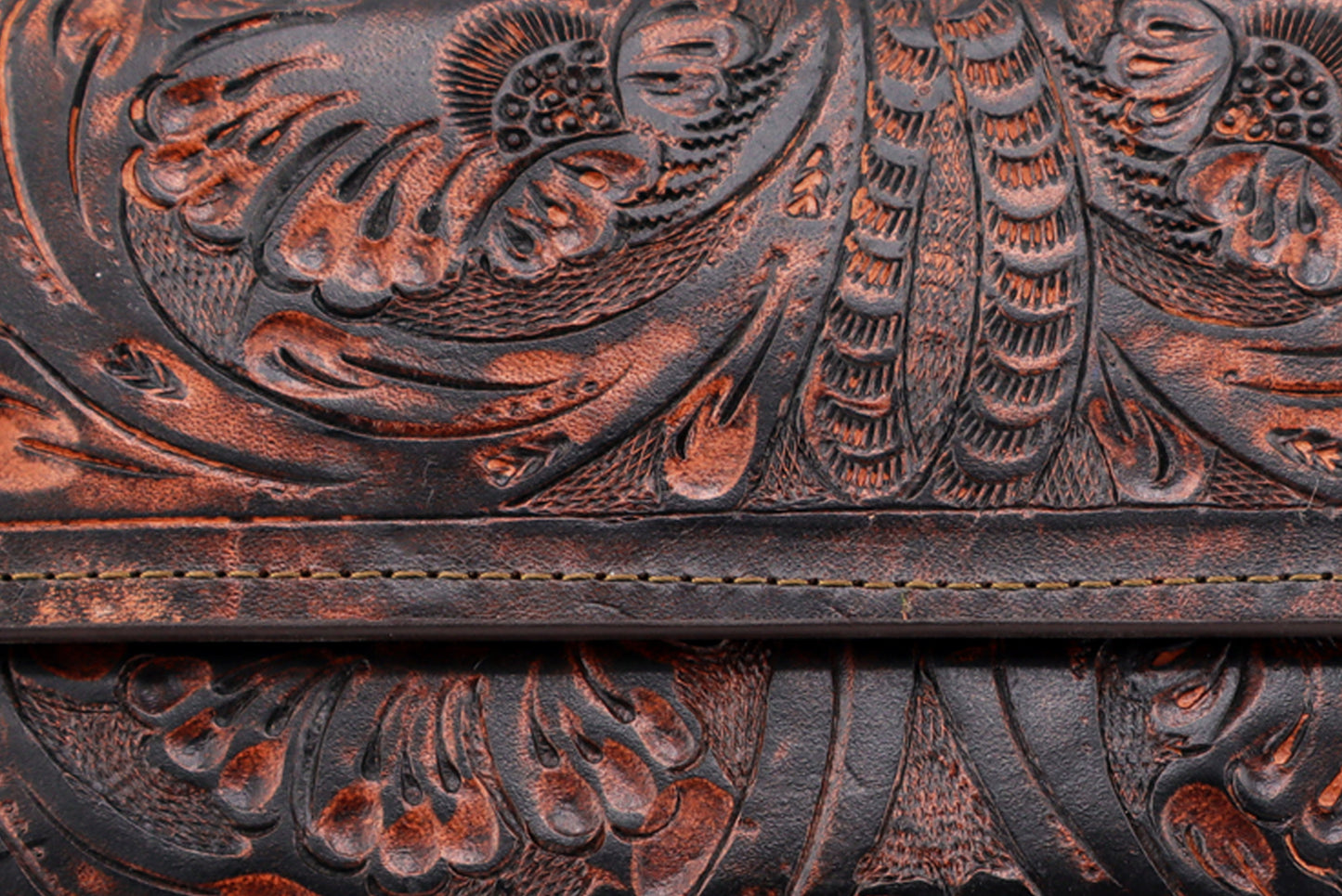 Tooled Leather Wallet, Wallet for Women, French Beige Style