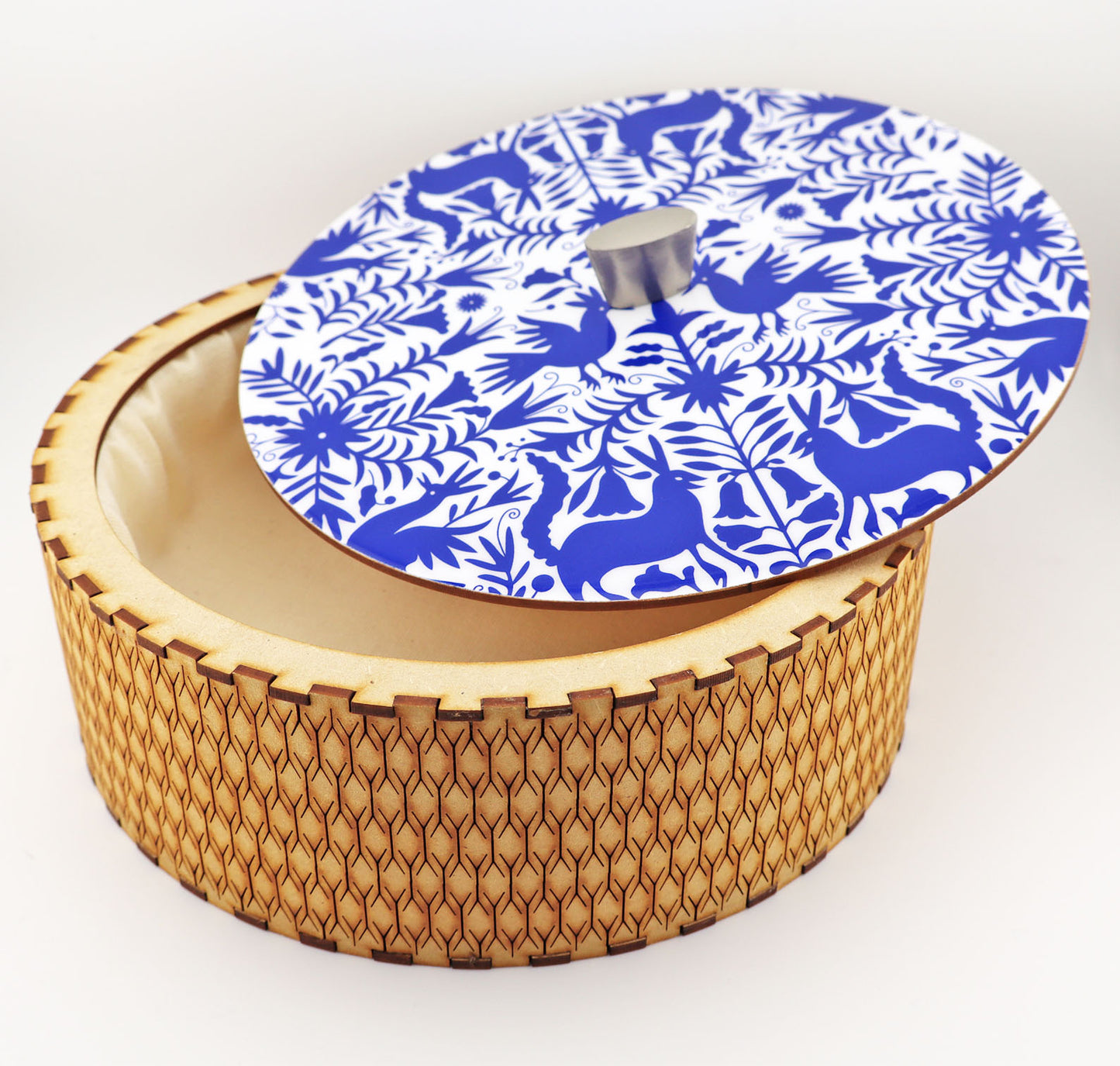 Tortillla Warmer, Blue Fish Contemporary design, Handmade Wood.