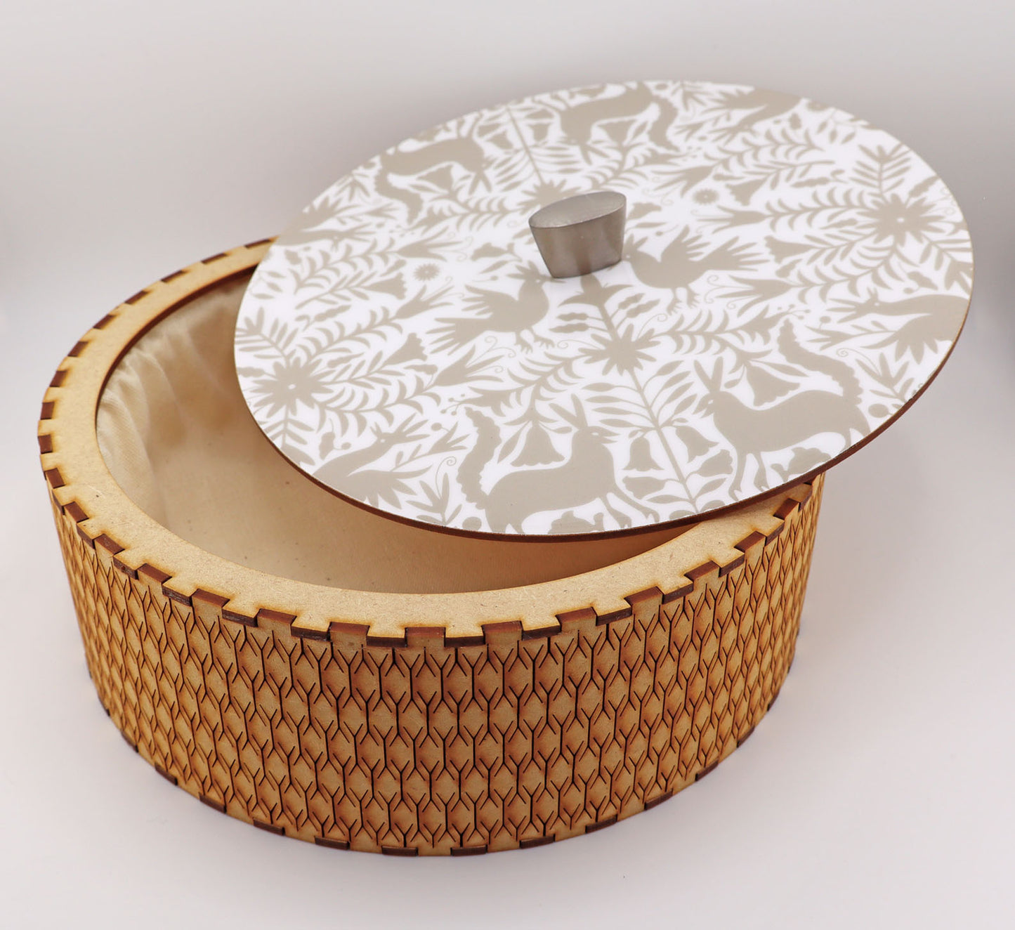 Tortillla Warmer, Beige Tenangos Contemporary design, Handmade Wood.